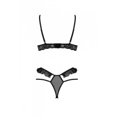 Эротический комплект Passion DOLLY SET, S/M, black, с открытыми чашками