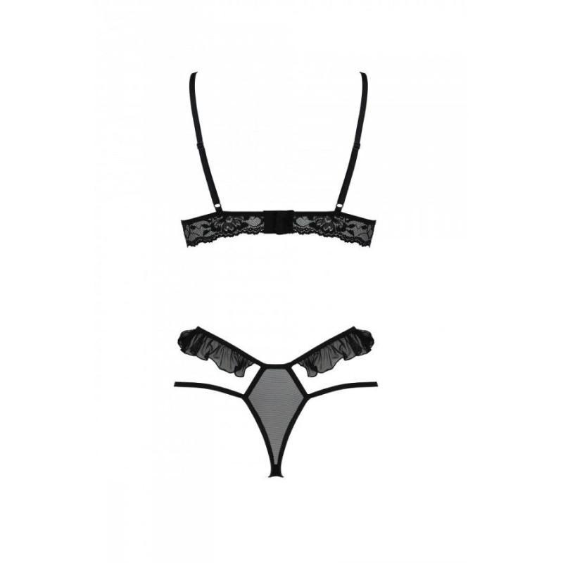Эротический комплект Passion DOLLY SET, S/M, black, с открытыми чашками Эротический комплект Passion DOLLY SET, S/M, black, с открытыми чашками