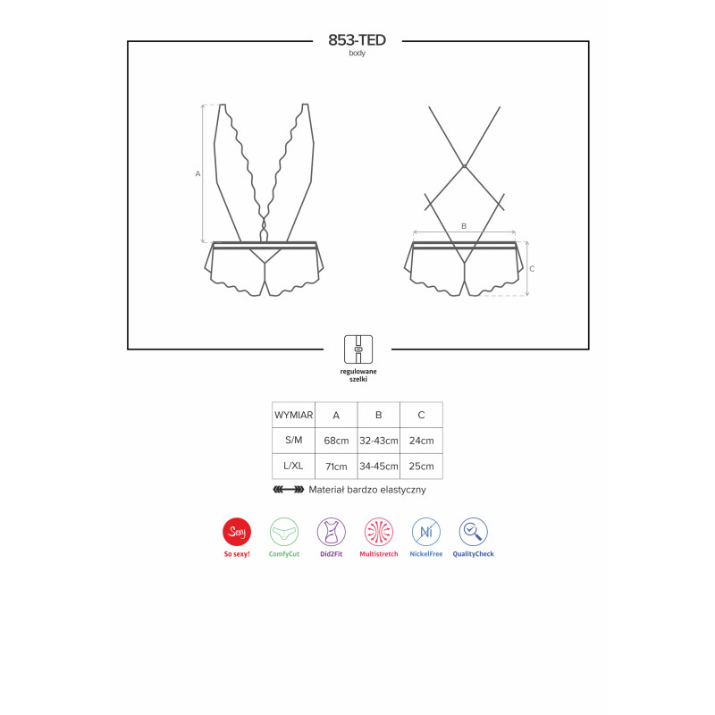 Боді Obsessive 853-TED-1 Чорний L/XL Боді Obsessive 853-TED-1 Чорний L/XL