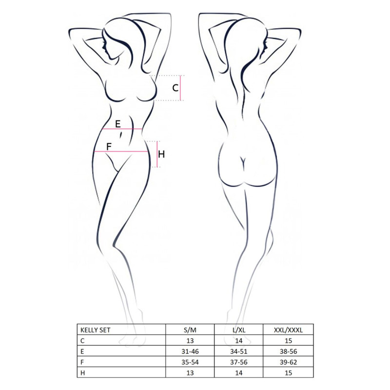 Эротический комплект Passion Erotic Line KELLY SET XXL/XXXL Черный