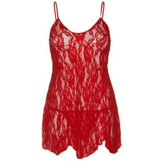 Сорочка беби-долл Leg Avenue Rose Lace Flair Chemise Red, Queen Size