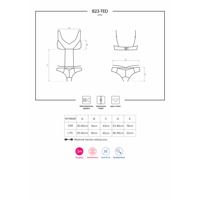 Боді Obsessive 823-TED-1 Чорний S/M