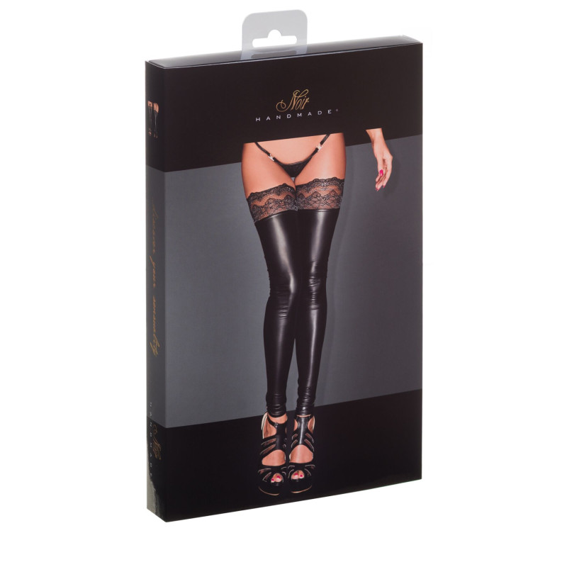 Панчохи з мокрим ефектом Noir Handmade F135 Powerwetlook stockings, XXL, без мисків Панчохи з мокрим ефектом Noir Handmade F135 Powerwetlook stockings, XXL, без мисків