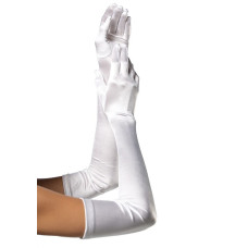 Длинные атласные перчатки Leg Avenue Extra Long Satin Gloves, One Size, белые