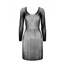 Полупрозрачное мини-платье Passion BS101 One Size, black, рукава-митенки