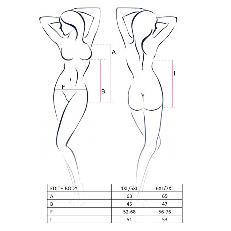 Боди Passion женское Edith body 6XL/7XL Черное