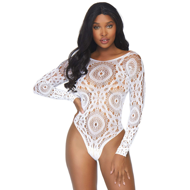 Эротическое боди-бодистокинг Leg Avenue Snap crotch thong back teddy White S/M Эротическое боди-бодистокинг Leg Avenue Snap crotch thong back teddy White S/M