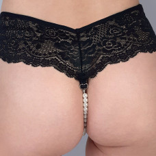 Сексуальные женские трусики Art of Sex Fabiana с жемчугом L/2XL Черные