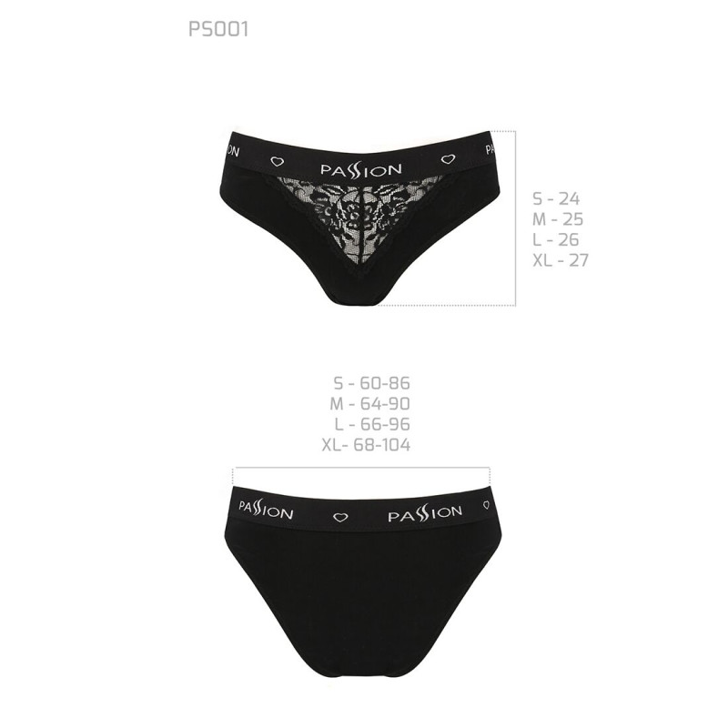 Трусики з широкою резинкою і мереживом Passion PS001 PANTIES S, black Трусики з широкою резинкою і мереживом Passion PS001 PANTIES S, black