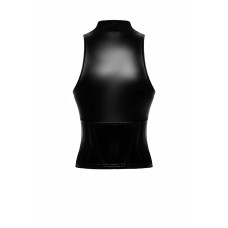 Топ Noir Handmade F324 Glam, M, black, халтер, на блискавці, вінілові вставки, комір-стійка