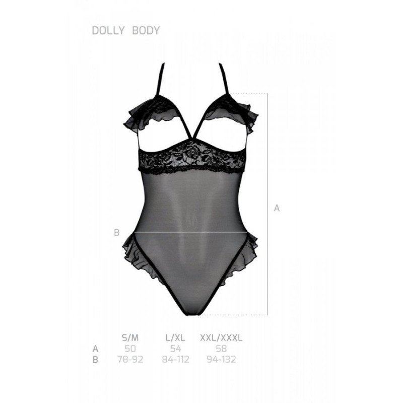 Еротичне боді Passion DOLLY BODY, L/XL, black, з відкритими чашками Еротичне боді Passion DOLLY BODY, L/XL, black, з відкритими чашками