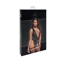 Боди Noir Handmade F297 Libido, S, черное, кружево, низ под латекс, открытый доступ, гартеры