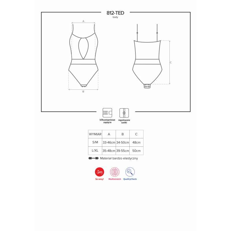 Боді Obsessive 812-TED-1 Чорний S/M