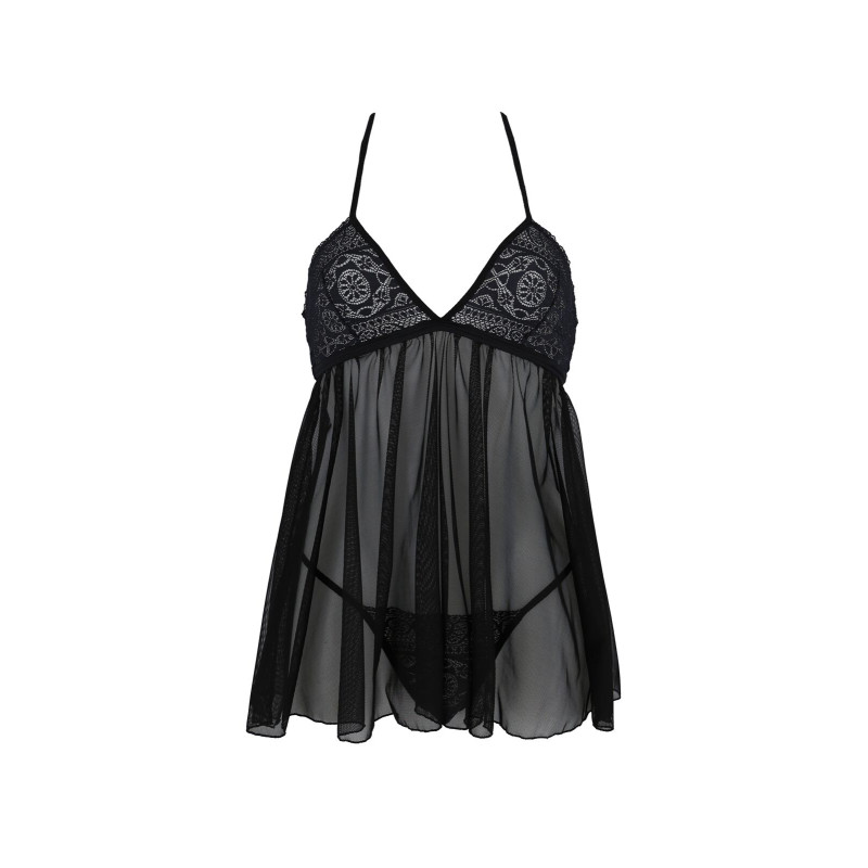 Пеньюар Passion KERRIA CHEMISE black, XXL/XXXL, кружевной верх, трусики в комплекте Пеньюар Passion KERRIA CHEMISE black, XXL/XXXL, кружевной верх, трусики в комплекте
