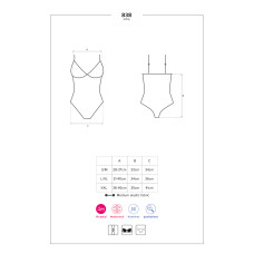 Боди открытое Obsessive 838-TED-3 Красное L/XL