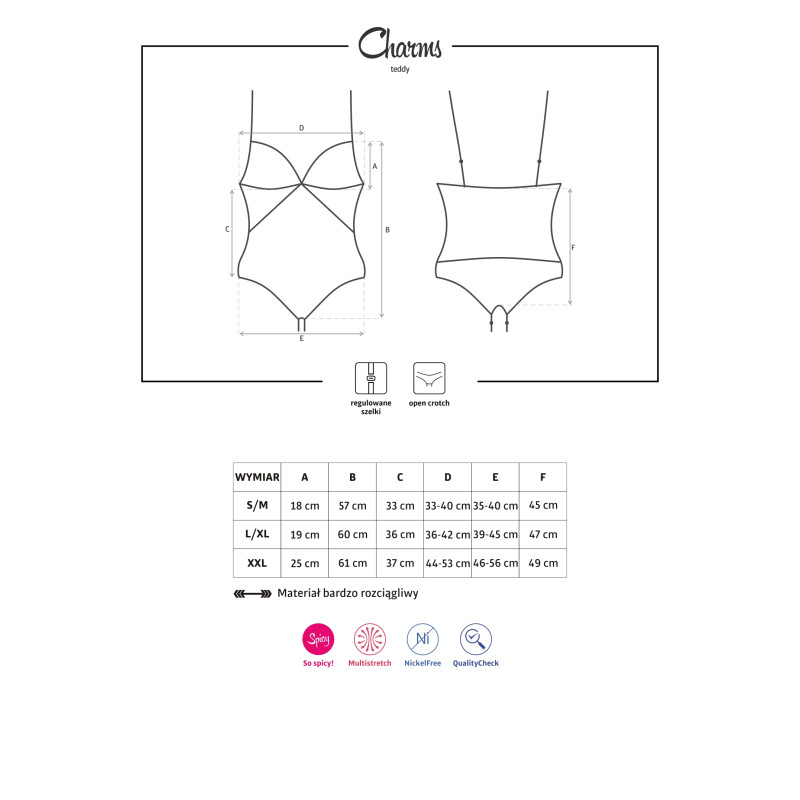 Боді Obsessive Charms Чорний S/M Боді Obsessive Charms Чорний S/M