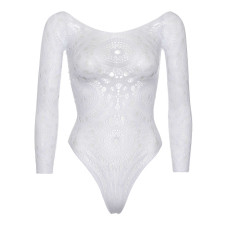 Эротическое боди-бодистокинг Leg Avenue Snap crotch thong back teddy White S/M