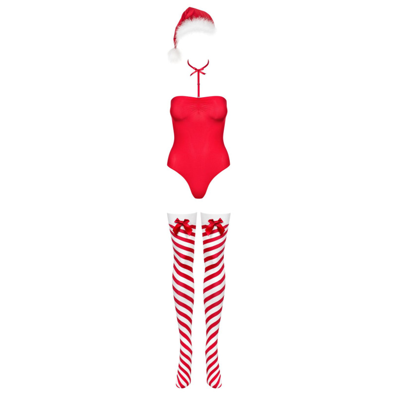 Боді Obsessive Kissmas teddy red S/M