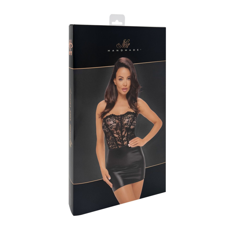 Платье Noir Handmade F300 Solace, XXL, кружево, корсетный верх, шнуровка сзади, юбка мини под латекс Платье Noir Handmade F300 Solace, XXL, кружево, корсетный верх, шнуровка сзади, юбка мини под латекс
