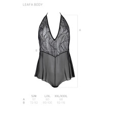 Боди Passion LEAFA BODY black, XXL/XXXL на завязках, мягкая чашка, низ в виде шортиков