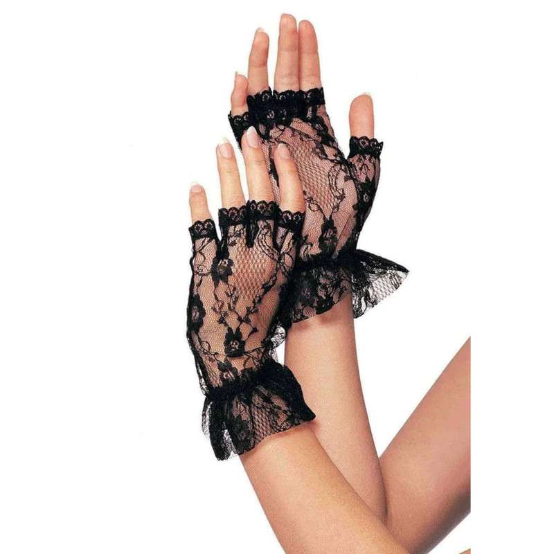 Короткі рукавички-гловелети Leg Avenue Wrist length fingerless gloves, One Size, чорні, сітка Короткі рукавички-гловелети Leg Avenue Wrist length fingerless gloves, One Size, чорні, сітка