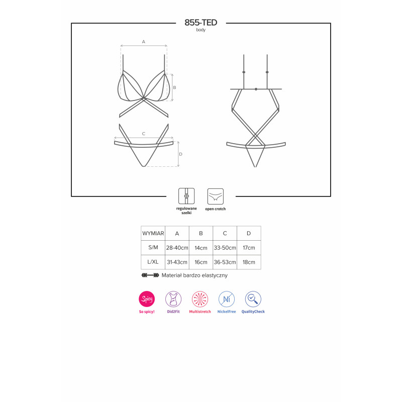 Боді Obsessive 855-TED-1 Чорний S/M Боді Obsessive 855-TED-1 Чорний S/M