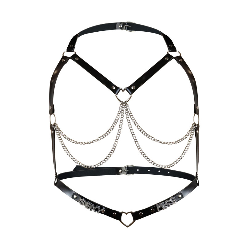 Жіноча портупея з натуральної шкіри Art of Sex - Miss Sexy, колір Чорний, розмір L-2XL Жіноча портупея з натуральної шкіри Art of Sex - Miss Sexy, колір Чорний, розмір L-2XL