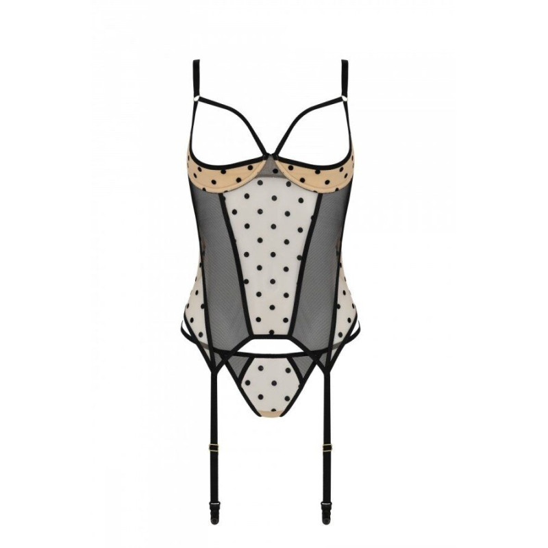 Корсет Passion MARINA CORSET, L/XL, beige, з відкритими чашками Корсет Passion MARINA CORSET, L/XL, beige, з відкритими чашками