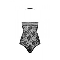 Бодистокинг с имитацией корсетной шнуровки Passion BS094 One Size, black, цветочный узор, с доступом
