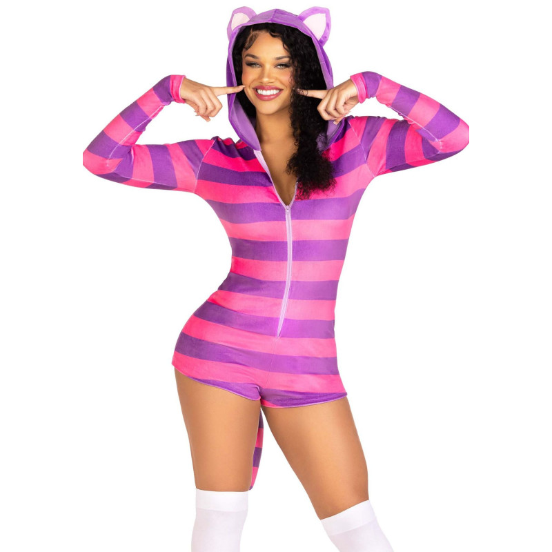 Комбинезон-костюм кошечки Leg Avenue Comfy Cheshire XS, с капюшоном Комбинезон-костюм кошечки Leg Avenue Comfy Cheshire XS, с капюшоном