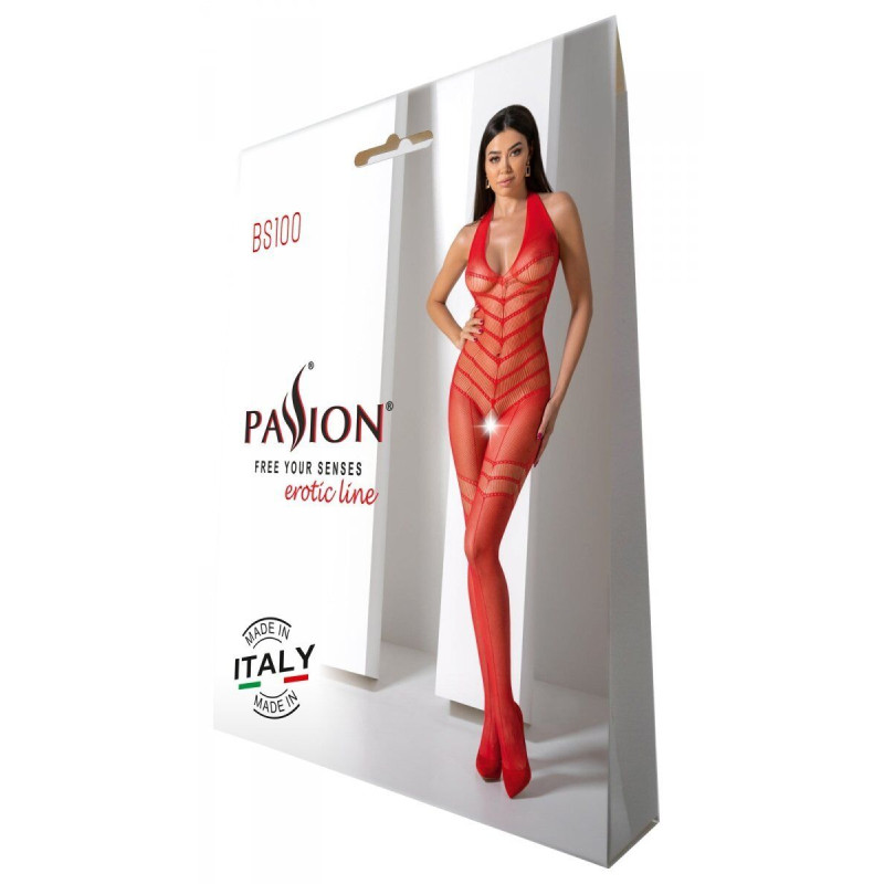 Бодистокинг с плетением на животике Passion BS100 One Size, red, декоративный шов, с доступом Бодистокинг с плетением на животике Passion BS100 One Size, red, декоративный шов, с доступом