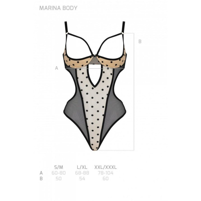 Эротическое боди Passion MARINA BODY, S/M, beige, с открытыми чашками Эротическое боди Passion MARINA BODY, S/M, beige, с открытыми чашками