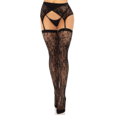 Чулки Leg Avenue Leg Avenue Lace thigh highs & garterbelt Black One Size