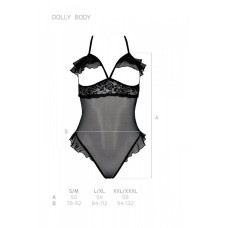 Еротичне боді Passion DOLLY BODY, S/M, black, з відкритими чашками