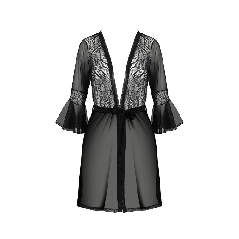 Пеньюар Passion LEAFA PEIGNOIR black S/M, длина чуть выше колена, широкие рукава, завязывается на пояс Пеньюар Passion LEAFA PEIGNOIR black S/M, длина чуть выше колена, широкие рукава, завязывается на пояс