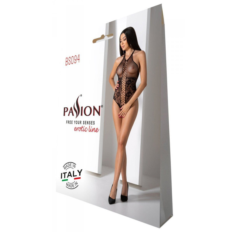 Бодистокинг с имитацией корсетной шнуровки Passion BS094 One Size, black, цветочный узор, с доступом Бодистокинг с имитацией корсетной шнуровки Passion BS094 One Size, black, цветочный узор, с доступом