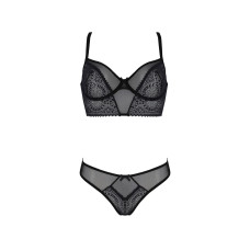 Комплект Passion DROSERA SET black, XXL/XXXL, сітка+мереживо, бюстьє та трусики танга