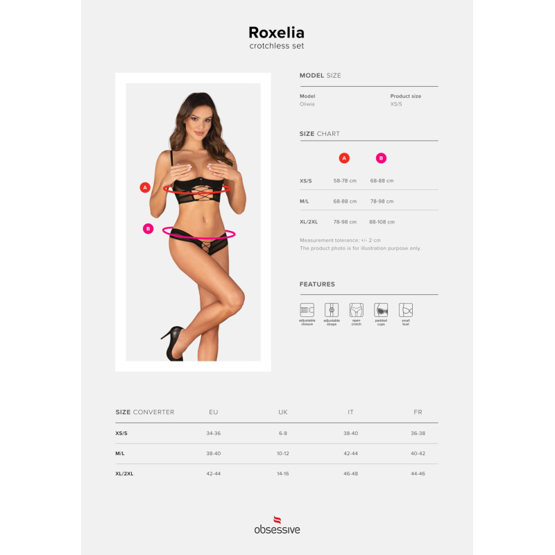 Комплект Obsessive Roxelia 2-pcs crotchless set XS/S Комплект Obsessive Roxelia 2-pcs crotchless set XS/S