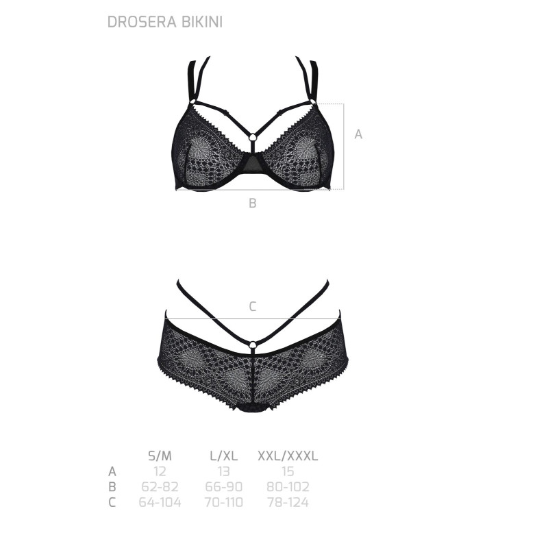 Комплект Passion DROSERA BIKINI black, S/M, бюстгальтер і трусики-кюлоти Комплект Passion DROSERA BIKINI black, S/M, бюстгальтер і трусики-кюлоти