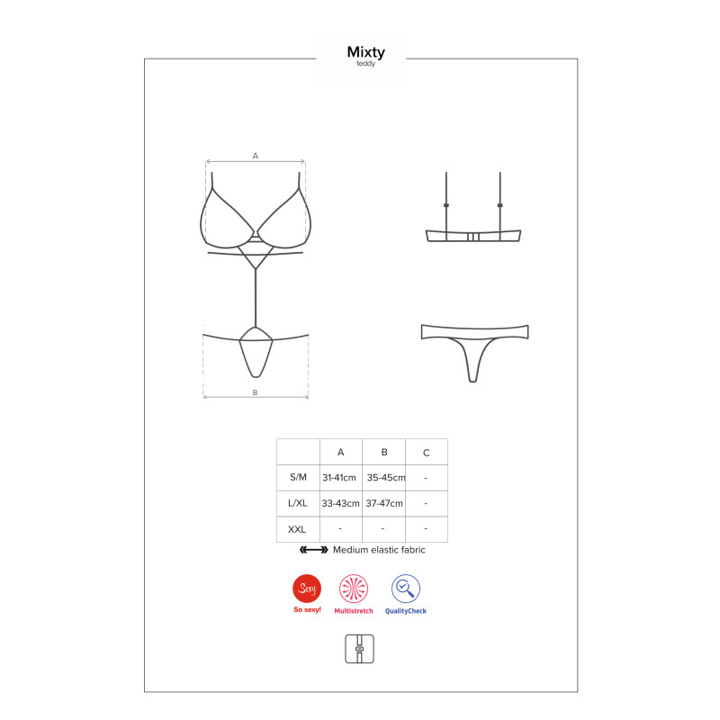 Боди Obsessive Mixty Черный S/M Боди Obsessive Mixty Черный S/M