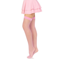 Чулки-сетка Leg Avenue Nylon Fishnet Thigh Highs One size, Pink, мелкая сетка