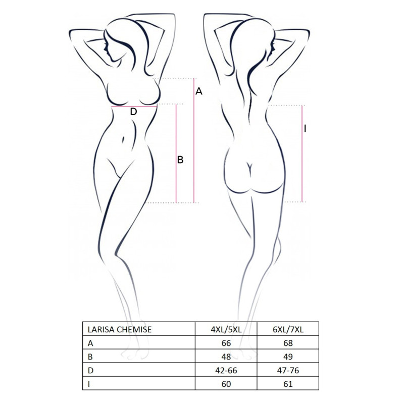 Эротическая сорочка большого размера Passion LARISA CHEMISE 4XL/5XL Черная