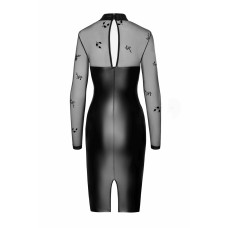 Платье Noir Handmade F310 Sublime, S, black, миди, мокрый эффект, верх — сетка, длинный рукав