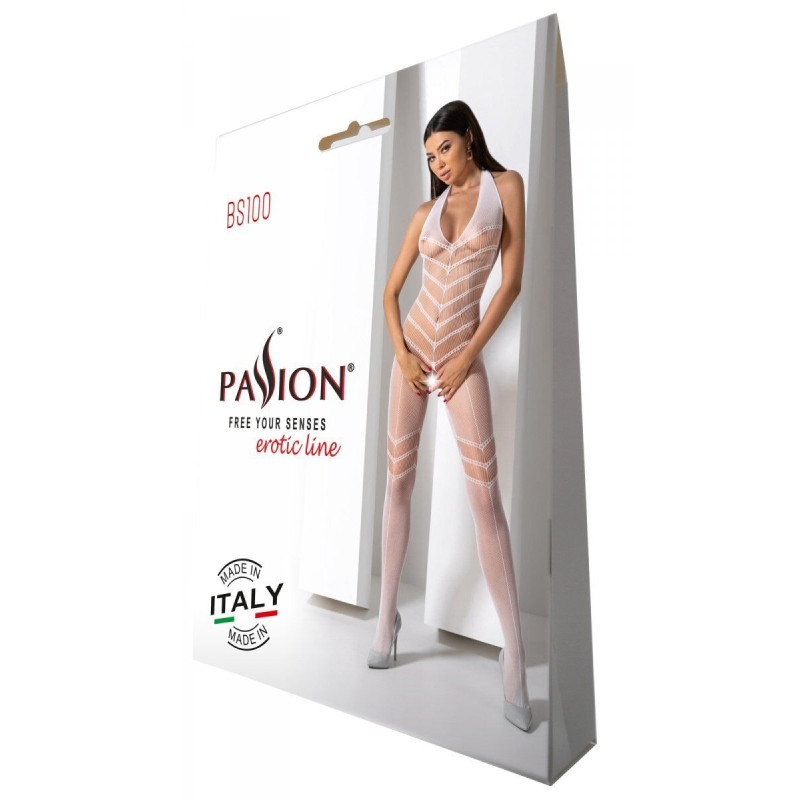 Бодистокинг с плетением на животике Passion BS100 One Size, white, декоративный шов, с доступом Бодистокинг с плетением на животике Passion BS100 One Size, white, декоративный шов, с доступом