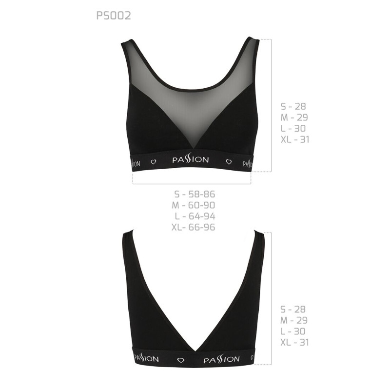 Топ с прозрачной вставкой Passion PS002 TOP S, black Топ с прозрачной вставкой Passion PS002 TOP S, black