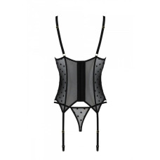 Корсет Passion MARINA CORSET, L/XL, black, з відкритими чашками