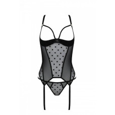 Корсет Passion MARINA CORSET, L/XL, black, з відкритими чашками