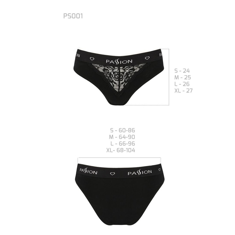 Трусики с широкой резинкой и кружевом Passion PS001 PANTIES L, black Трусики с широкой резинкой и кружевом Passion PS001 PANTIES L, black