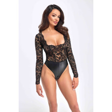 Боди Noir Handmade F296 Psyche, S, кружево, длинный рукав, низ под латекс, с доступом
