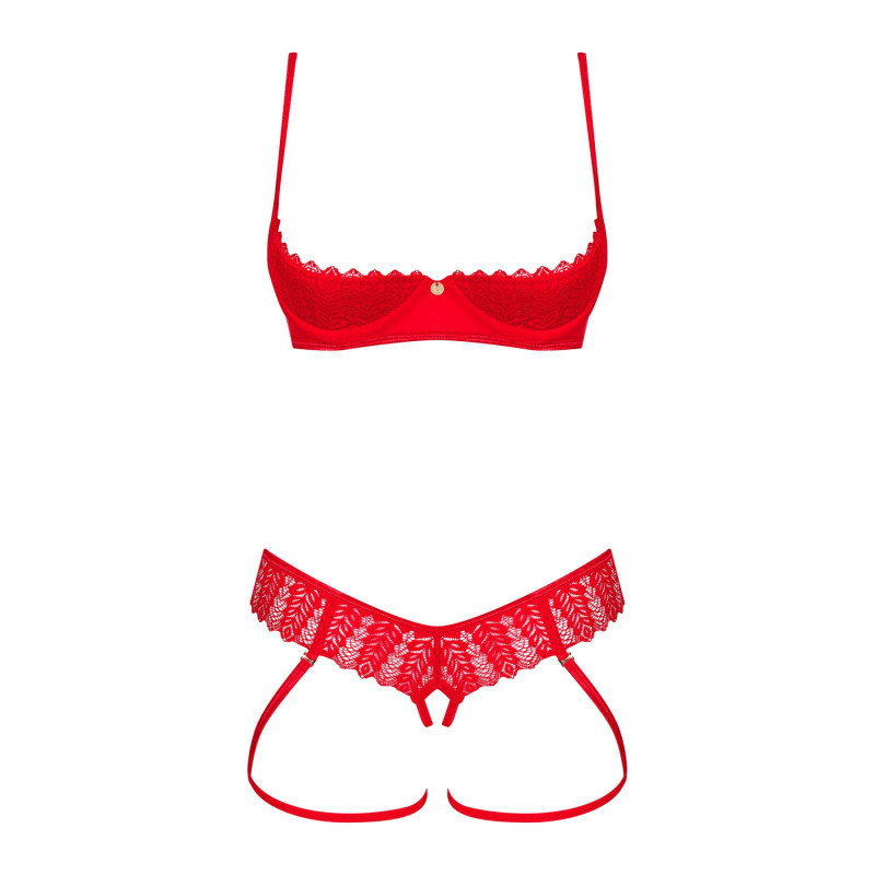Комплект Obsessive Ingridia 2-pcs crotchless set XS/S, красный, с доступом, открытая грудь Комплект Obsessive Ingridia 2-pcs crotchless set XS/S, красный, с доступом, открытая грудь
